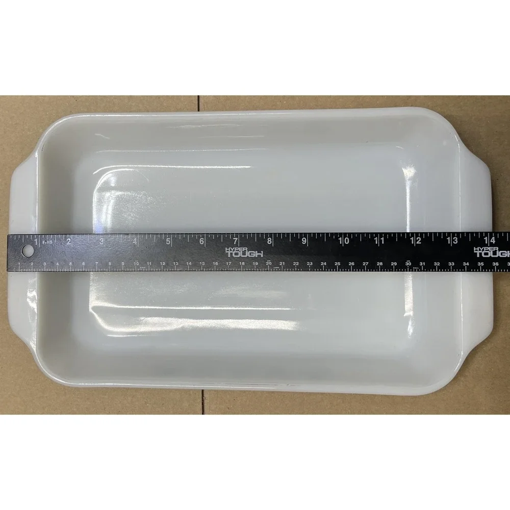 Vintage Anchor Hocking Fire-King Meadow Green‎ Oblong Baking Dish USA Milk Glass